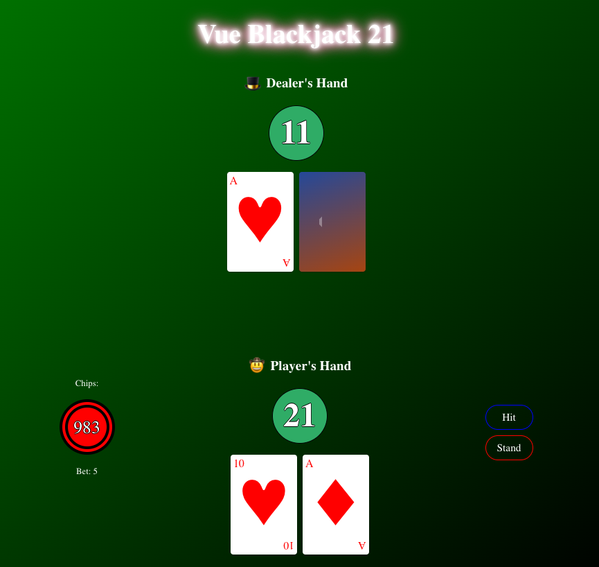 Vue Blackjack 21 Project